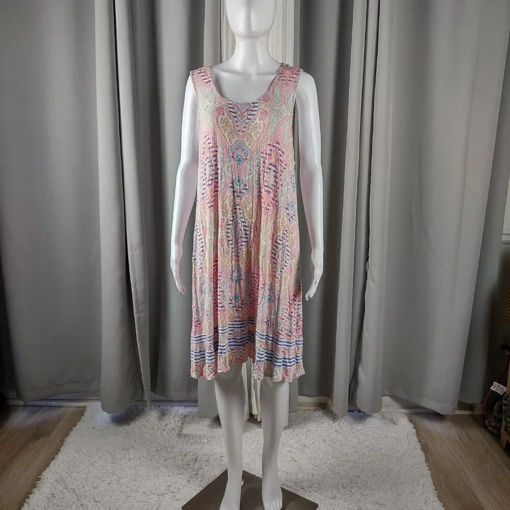 Ellen Tracy Women's Open Back Lightweight Multicolor Sleeveless Midi Dress XL - Picture 2 of 12